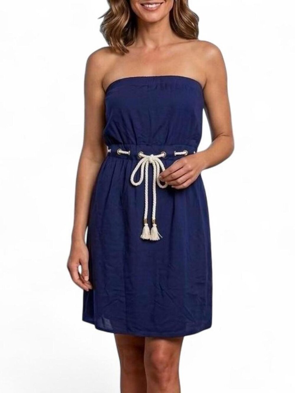 Saint Tropez Nautical themed strapless blue dress
